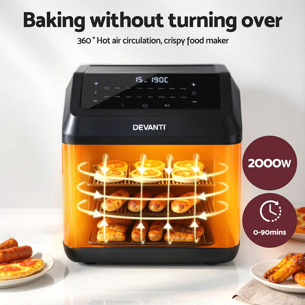 13L digital air fryer oven with LCD display for oil free fast cooking