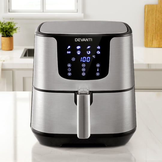 Air Fryer 7L Lcd Fryers Stainless Steel - Devanti Oil Free Oven