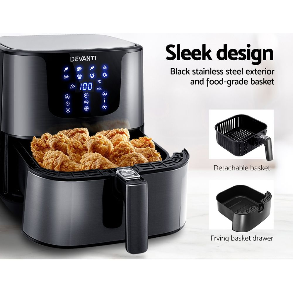 Air Fryer 7L Lcd Fryers Black | Devanti Oven Airfryer Kitchen