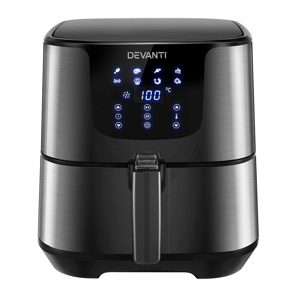 Air Fryer 7L Lcd Fryers Black, Devanti Oven Airfryer Kitchen
