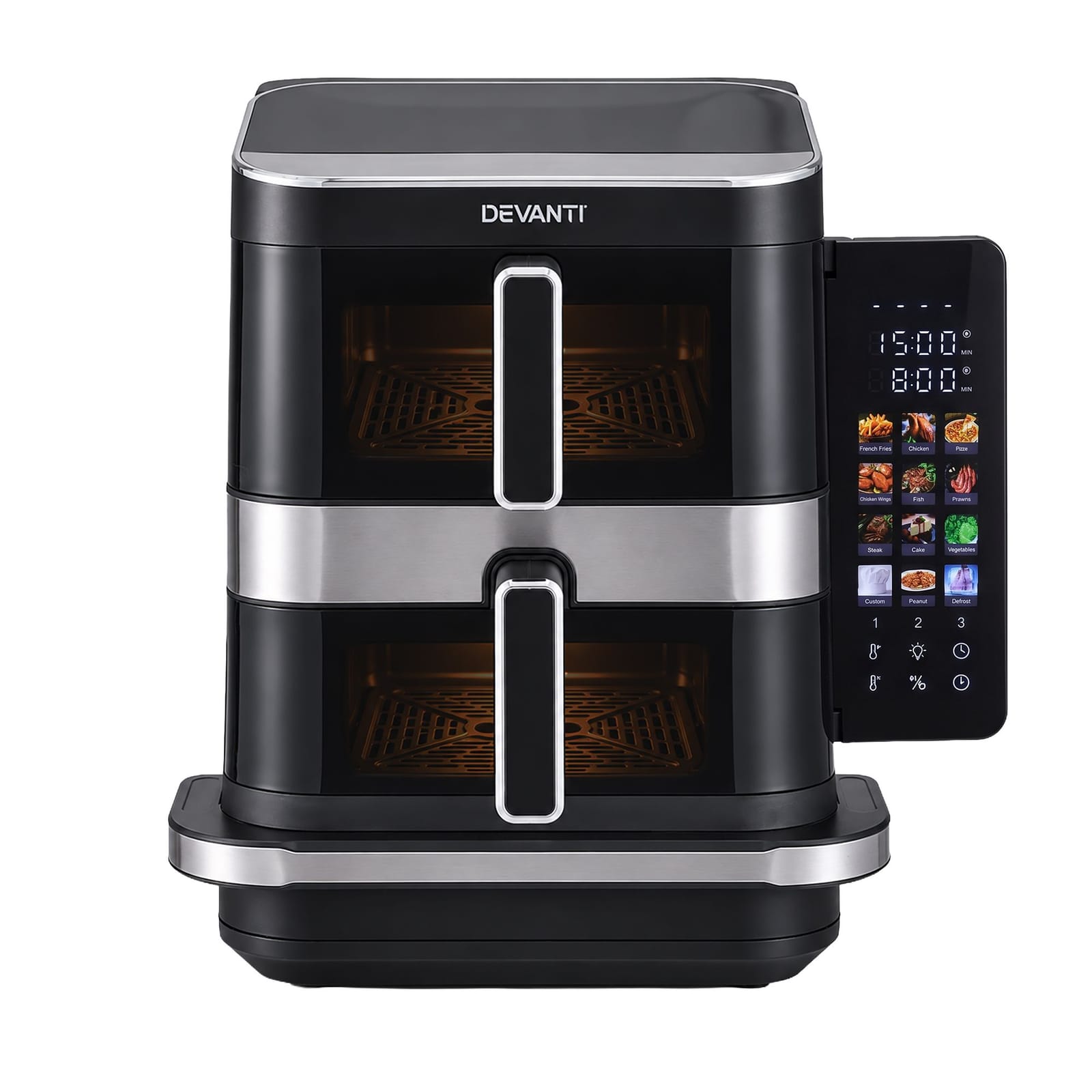 Dual Basket Air Fryer Pizza Maker 33.3x43x37.2cm