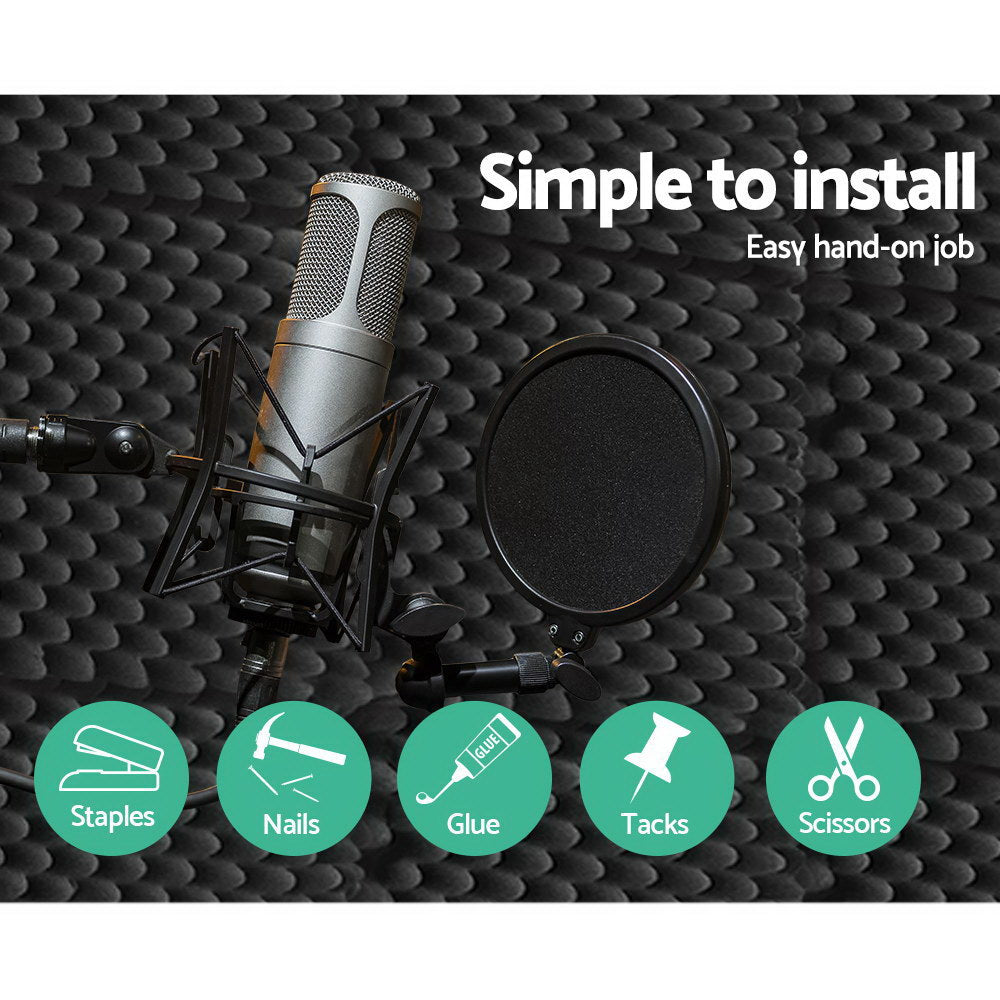 20pcs Studio Acoustic Foam Sound Absorption Proofing Panels 50x50cm Black