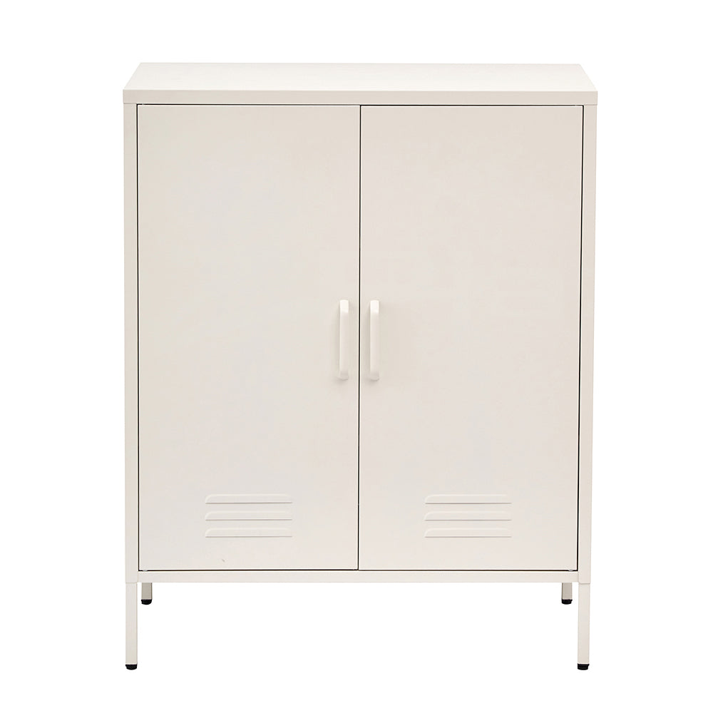 Metal Locker Storage Shelf Organizer Cabinet Buffet Sideboard Yellow/White