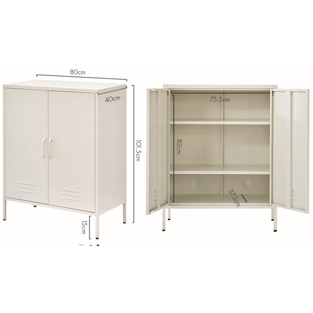 Metal Locker Storage Shelf Organizer Cabinet Buffet Sideboard Yellow/White