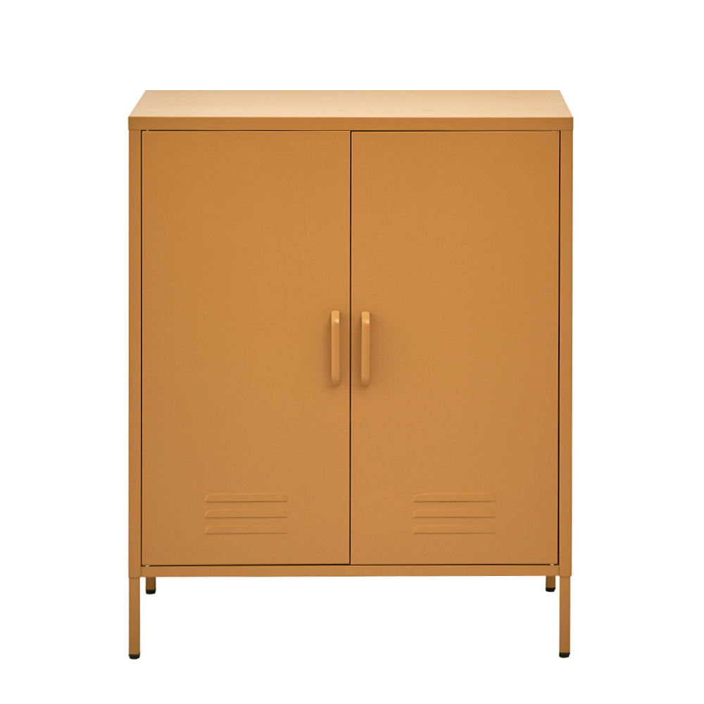 Metal Locker Storage Shelf Organizer Cabinet Buffet Sideboard Yellow/White