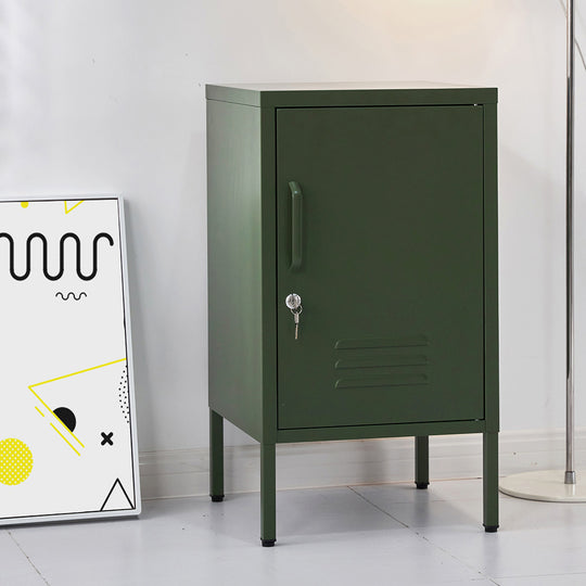 Bedside Table Metal Cabinet - Black/Green, Black colour