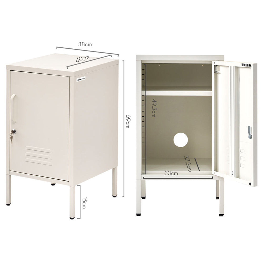 White Metal Bedside Table Sleek Modern Nightstand