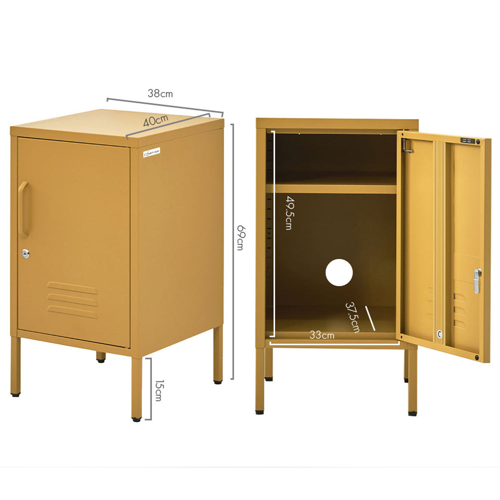 Yellow Metal Bedside Table Stylish Modern Bedroom Nightstand