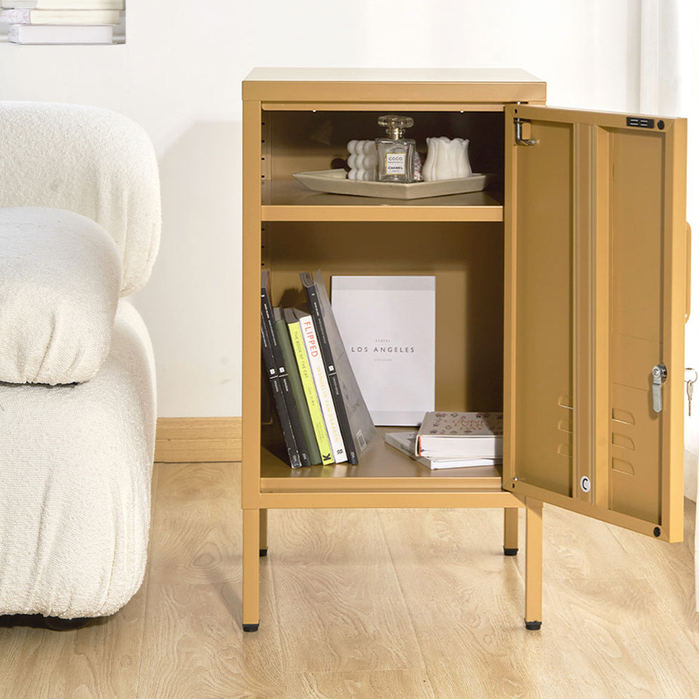 Yellow Metal Bedside Table Stylish Modern Bedroom Nightstand