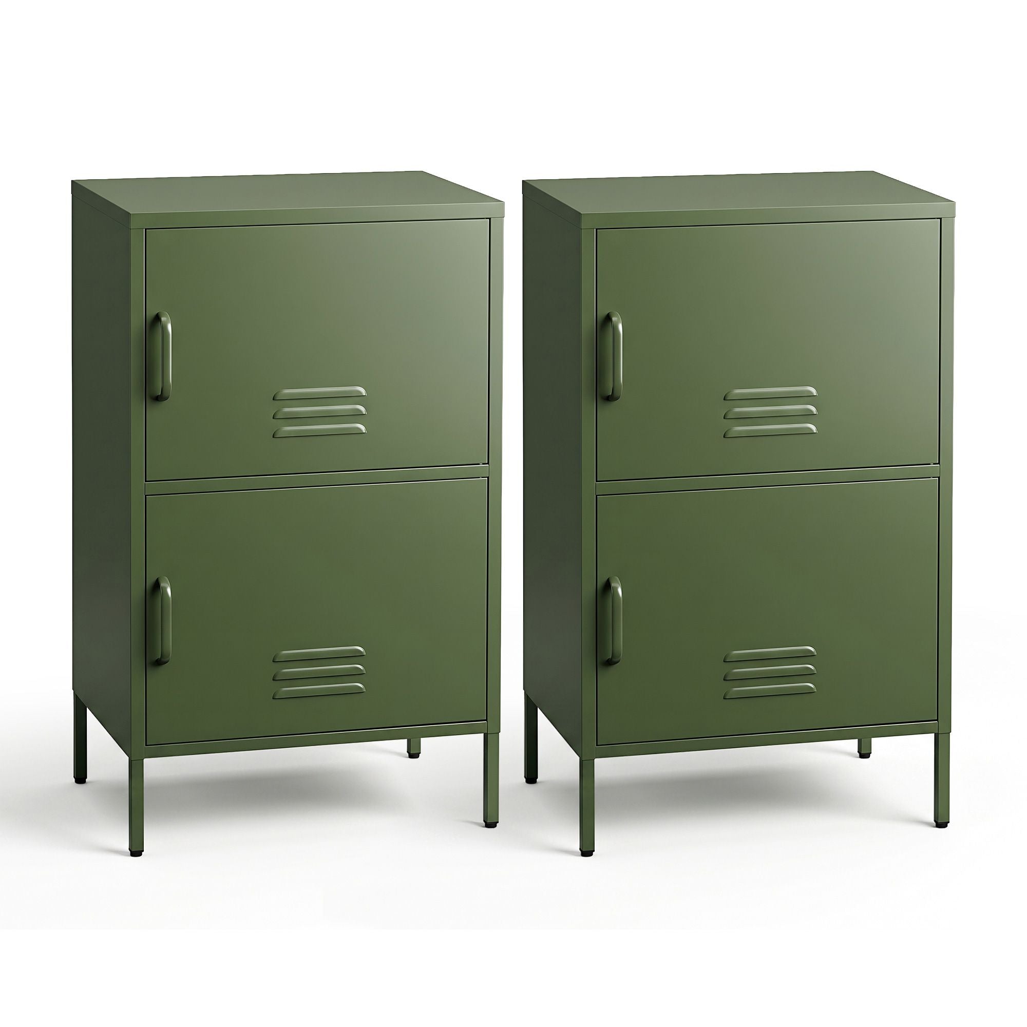 Metal Buffet Sideboard Cabinet Set of 2 Green | Simpledeals