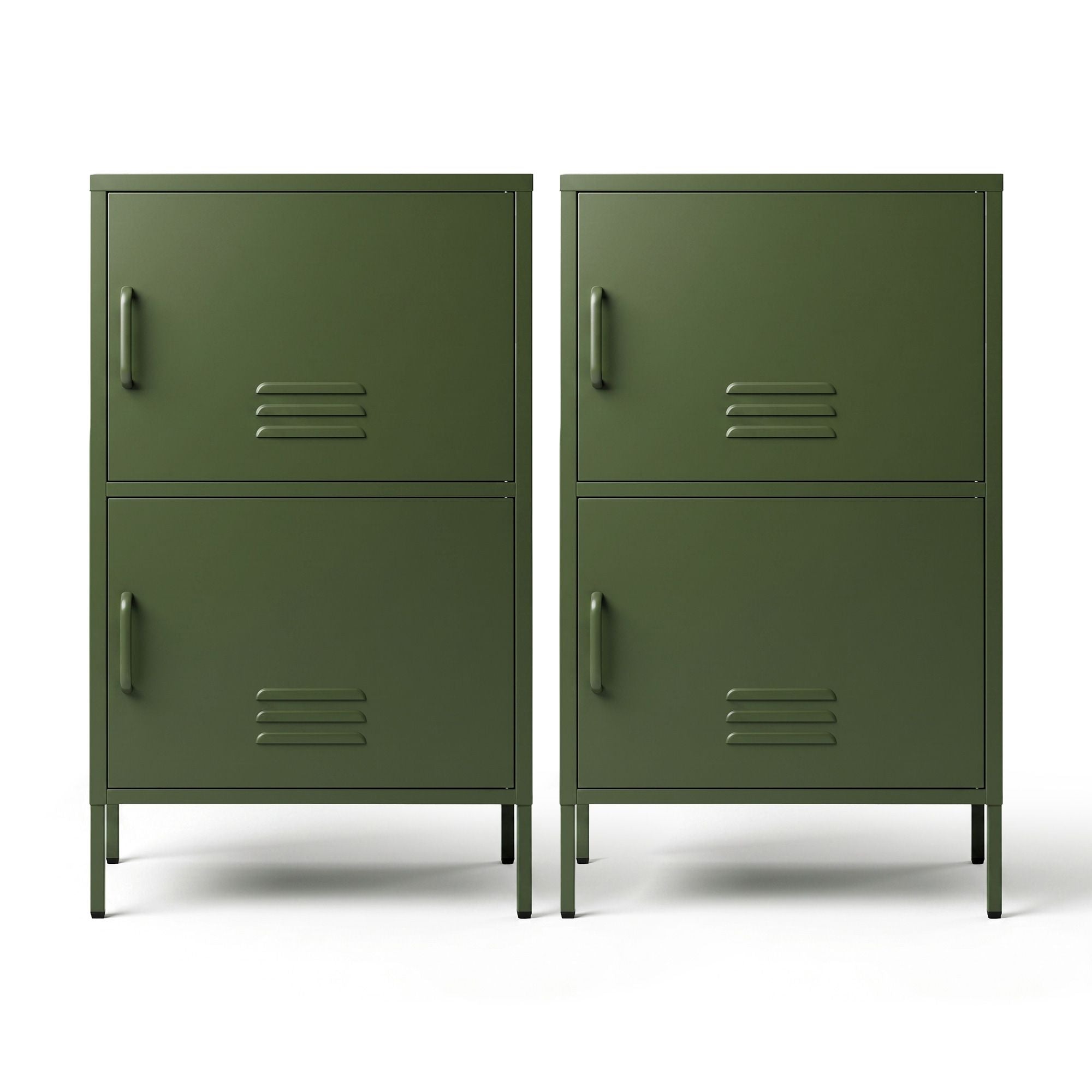 Metal Buffet Sideboard Cabinet Set of 2 Green | Simpledeals