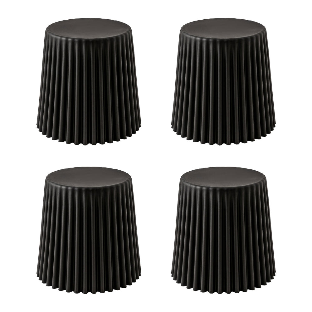 Set of 4 Cupcake Bar Stools Stackable Foot Stools Black/White