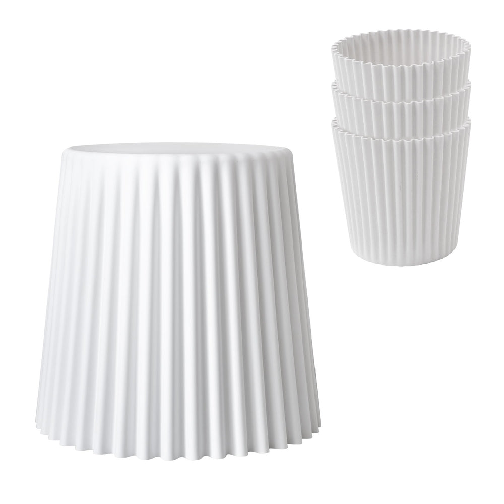 Set of 4 Cupcake Bar Stools Stackable Foot Stools Black/White