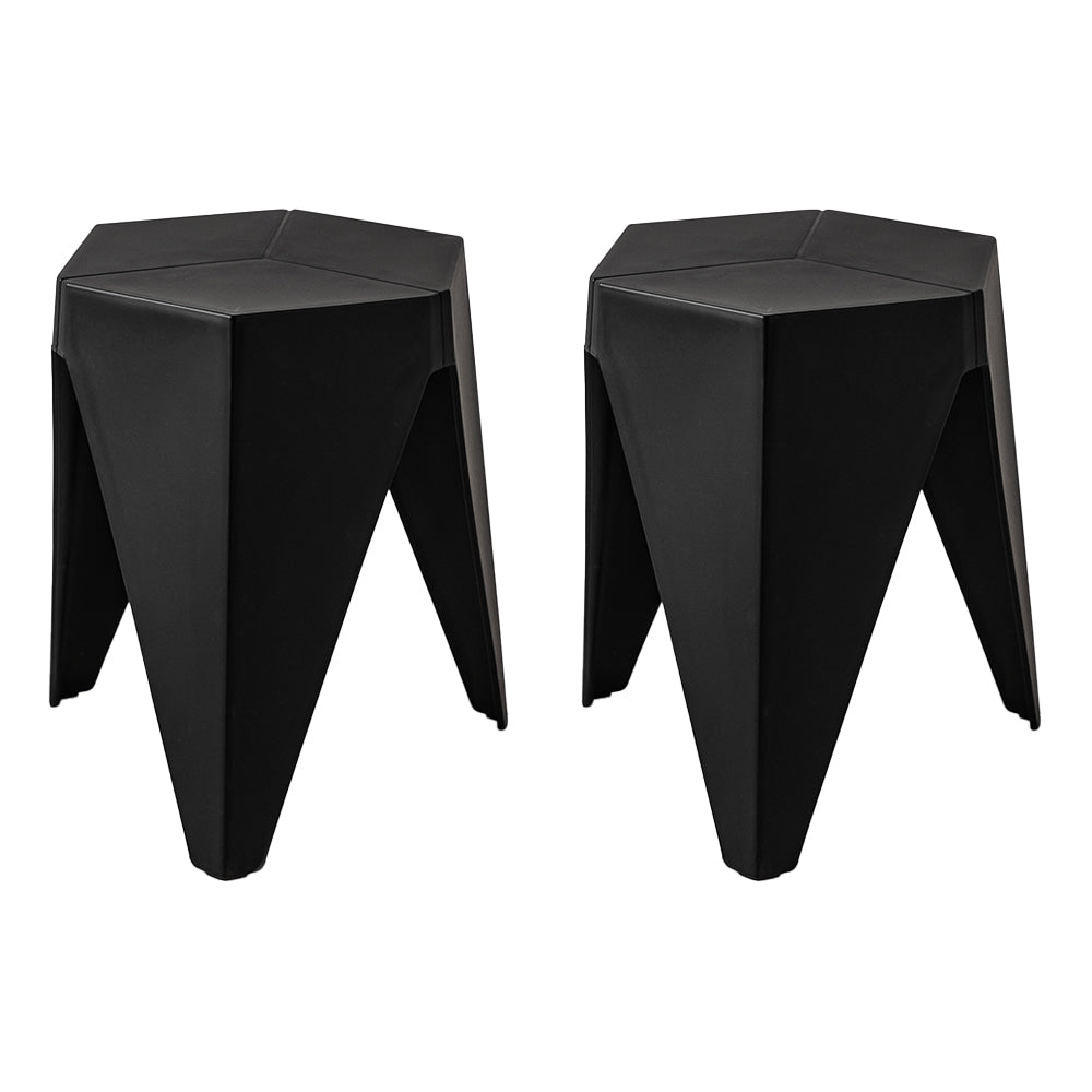 Stylish Black Plastic Foot Stools - Set of 2