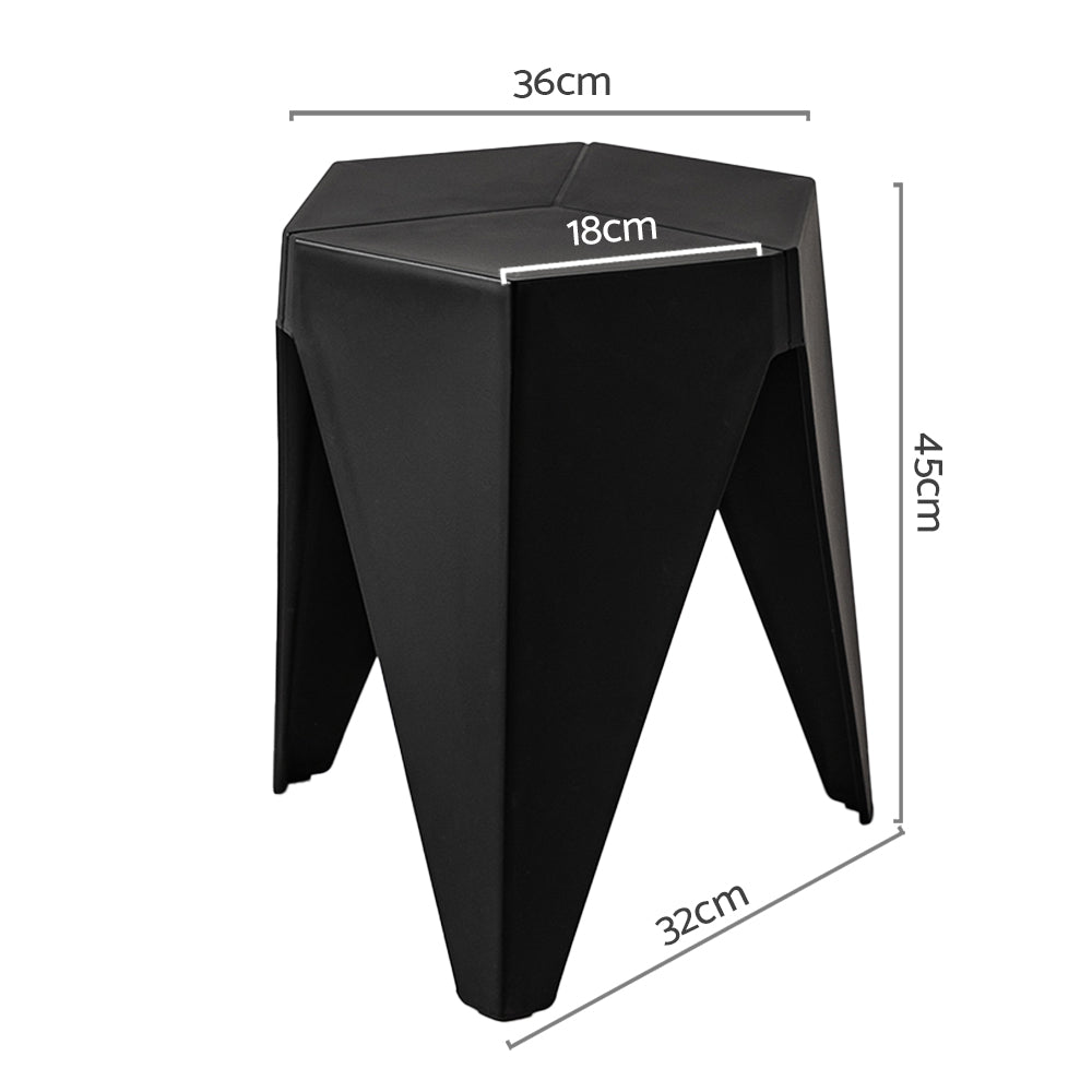 Stylish Black Plastic Foot Stools - Set of 2