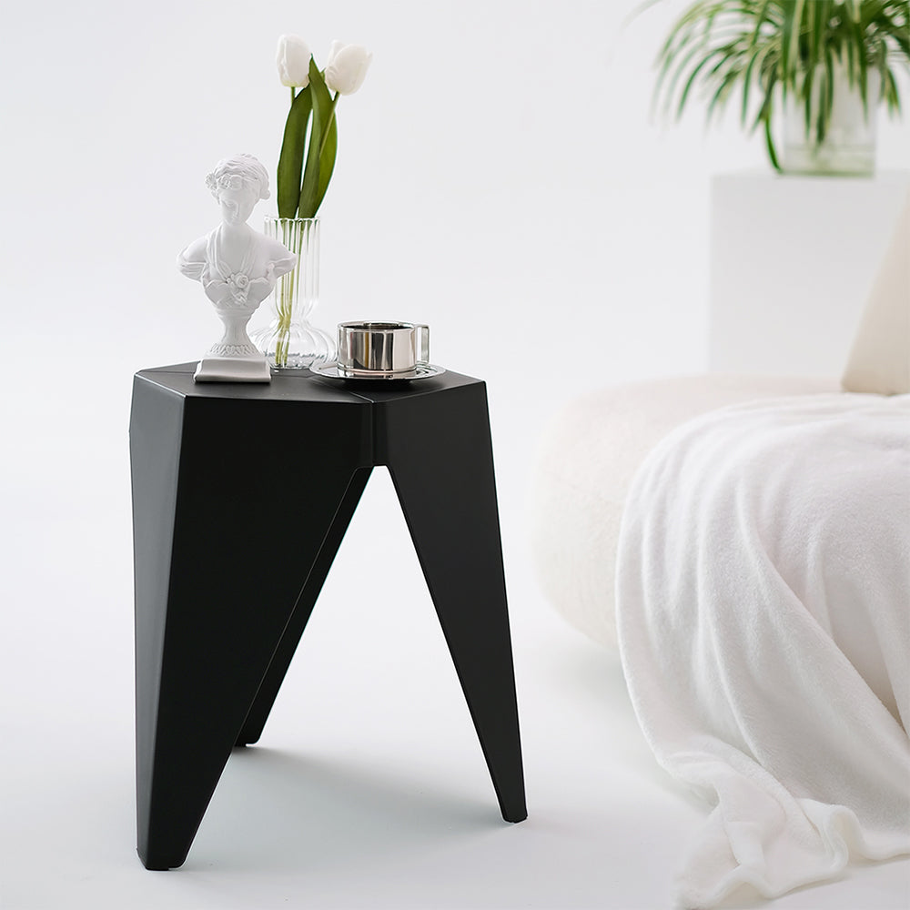 Stylish Black Plastic Foot Stools - Set of 2