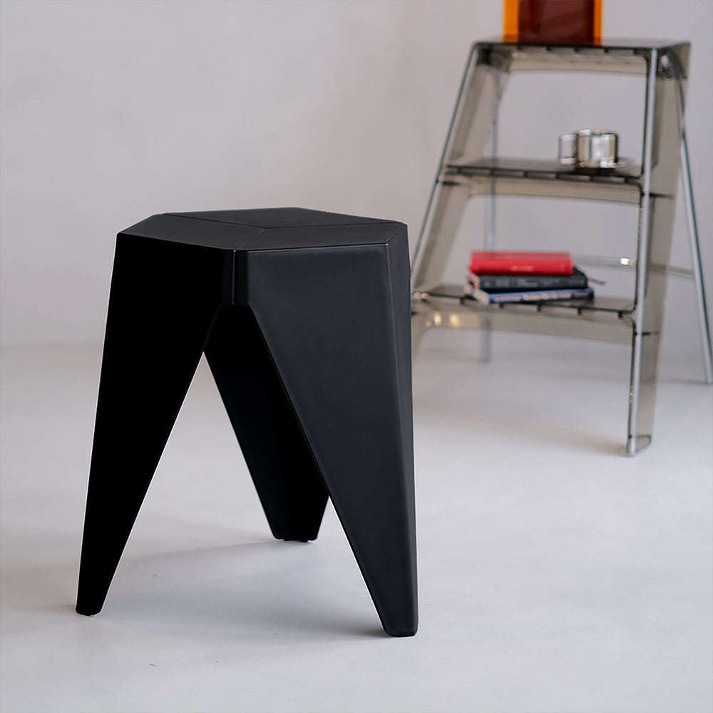Stylish Black Plastic Foot Stools - Set of 2