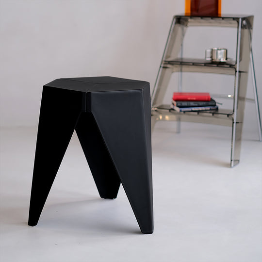Stylish Black Plastic Foot Stools - Set of 2