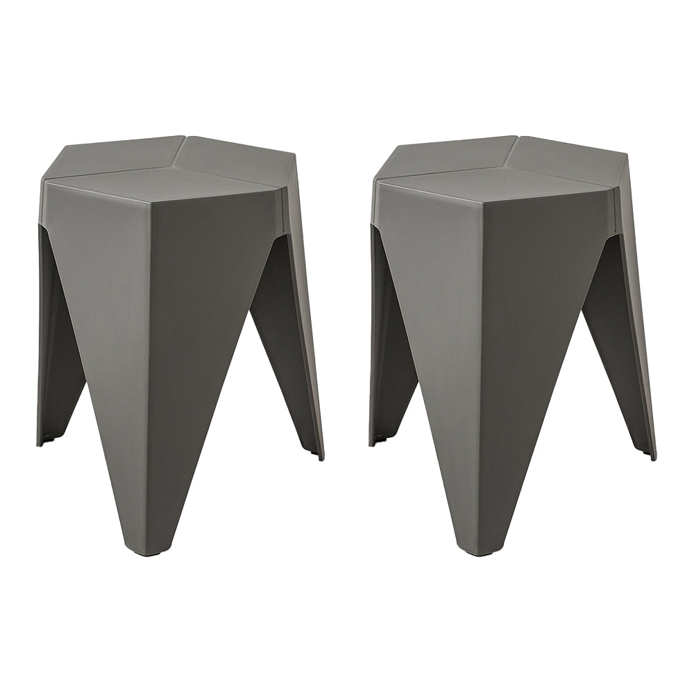 Stylish Black Plastic Foot Stools - Set of 2