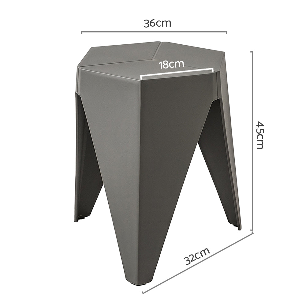 Stylish Black Plastic Foot Stools - Set of 2