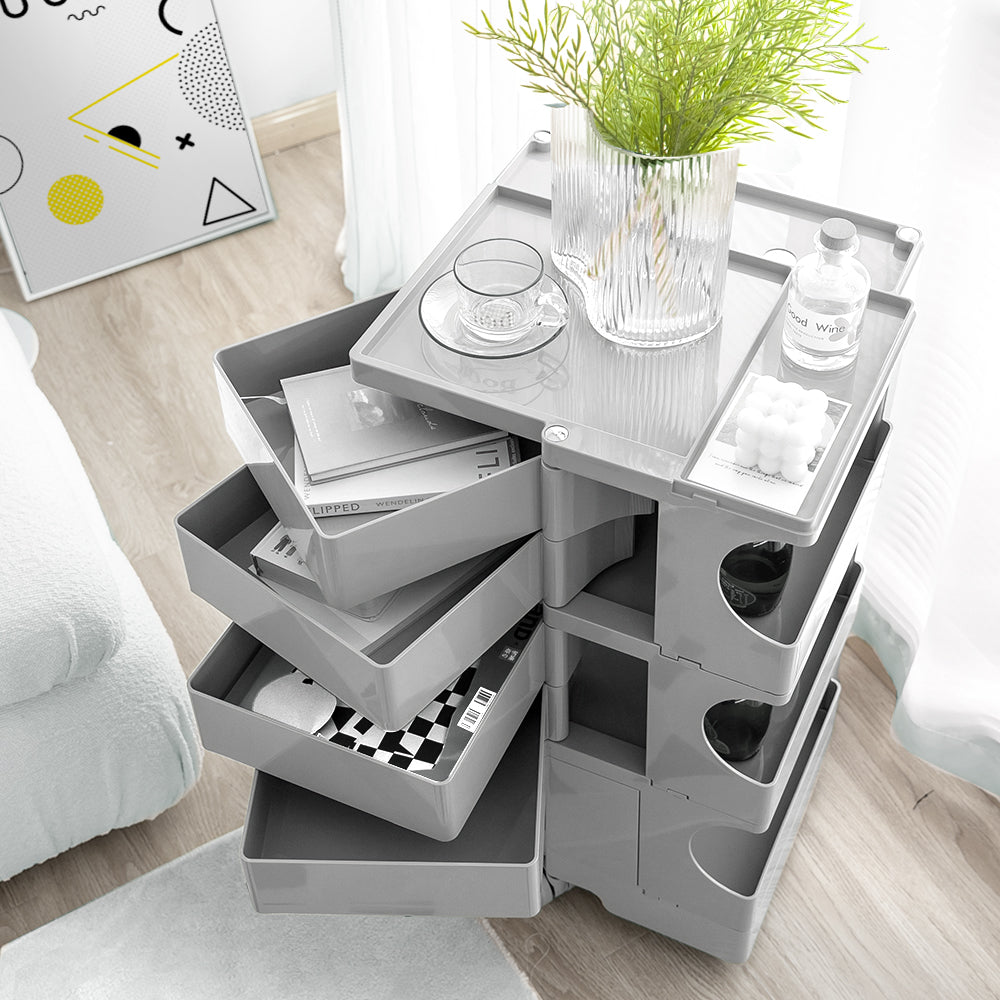 Modern Boby Trolley Mobile Storage Cart Shelf 5 Tier Drawer YE/OR/GR/GY/PK/WH | Side Tables - photo 16
