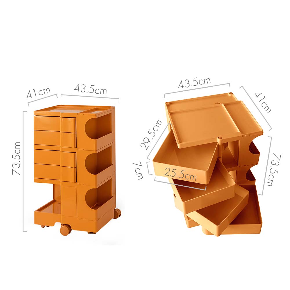 Modern Boby Trolley Mobile Storage Cart Shelf 5 Tier Drawer YE/OR/GR/GY/PK/WH | Side Tables - photo 21