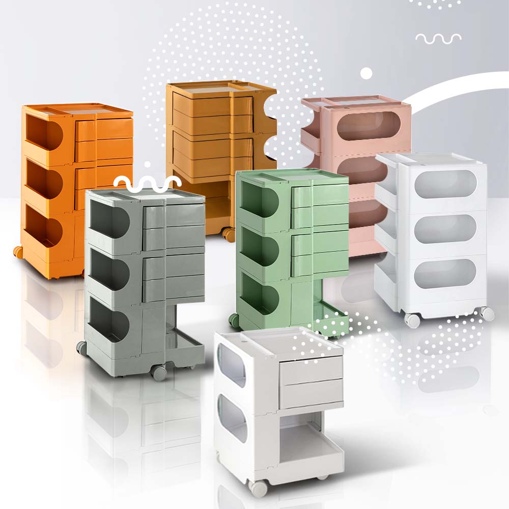 Side Tables - Modern Boby Trolley Mobile Storage Cart Shelf 5 Tier Drawer YE/OR/GR/GY/PK/WH - photo 25