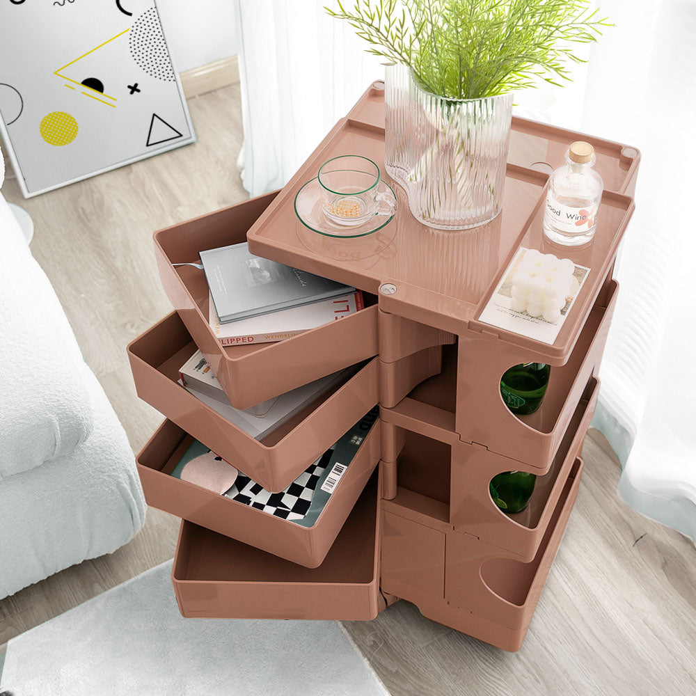 Modern Boby Trolley Mobile Storage Cart Shelf 5 Tier Drawer YE/OR/GR/GY/PK/WH, Side Tables - photo 32