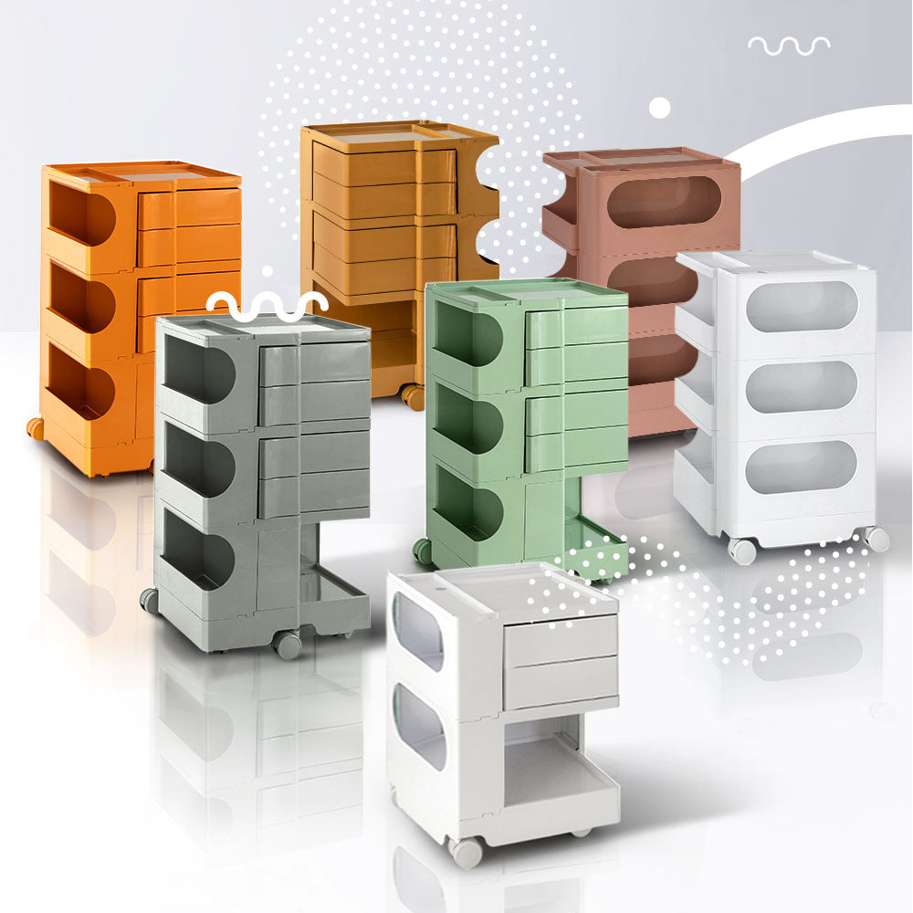 Modern Boby Trolley Mobile Storage Cart Shelf 5 Tier Drawer YE/OR/GR/GY/PK/WH - Side Tables - photo 34