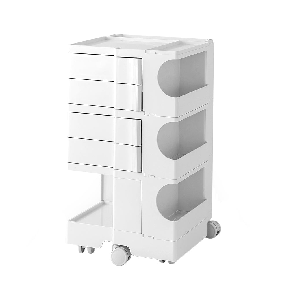 Modern Boby Trolley Mobile Storage Cart Shelf 5 Tier Drawer YE/OR/GR/GY/PK/WH with Side Tables - photo 38