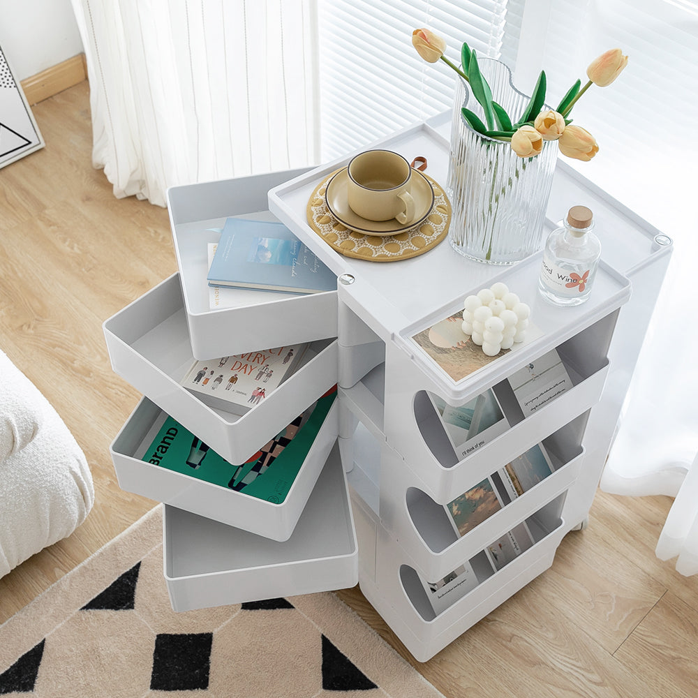 Modern Boby Trolley Mobile Storage Cart Shelf 5 Tier Drawer YE/OR/GR/GY/PK/WH, Side Tables - photo 42