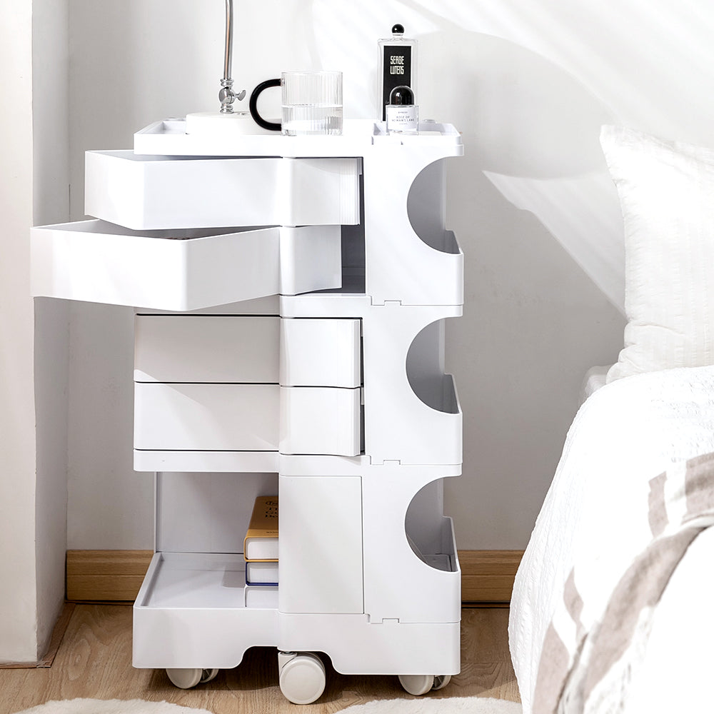 Modern Boby Trolley Mobile Storage Cart Shelf 5 Tier Drawer YE/OR/GR/GY/PK/WH, Side Tables - photo 37