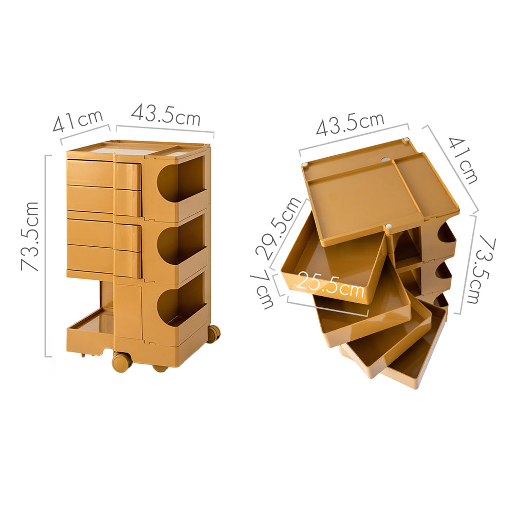 Modern Boby Trolley Mobile Storage Cart Shelf 5 Tier Drawer YE/OR/GR/GY/PK/WH, Side Tables - photo 47