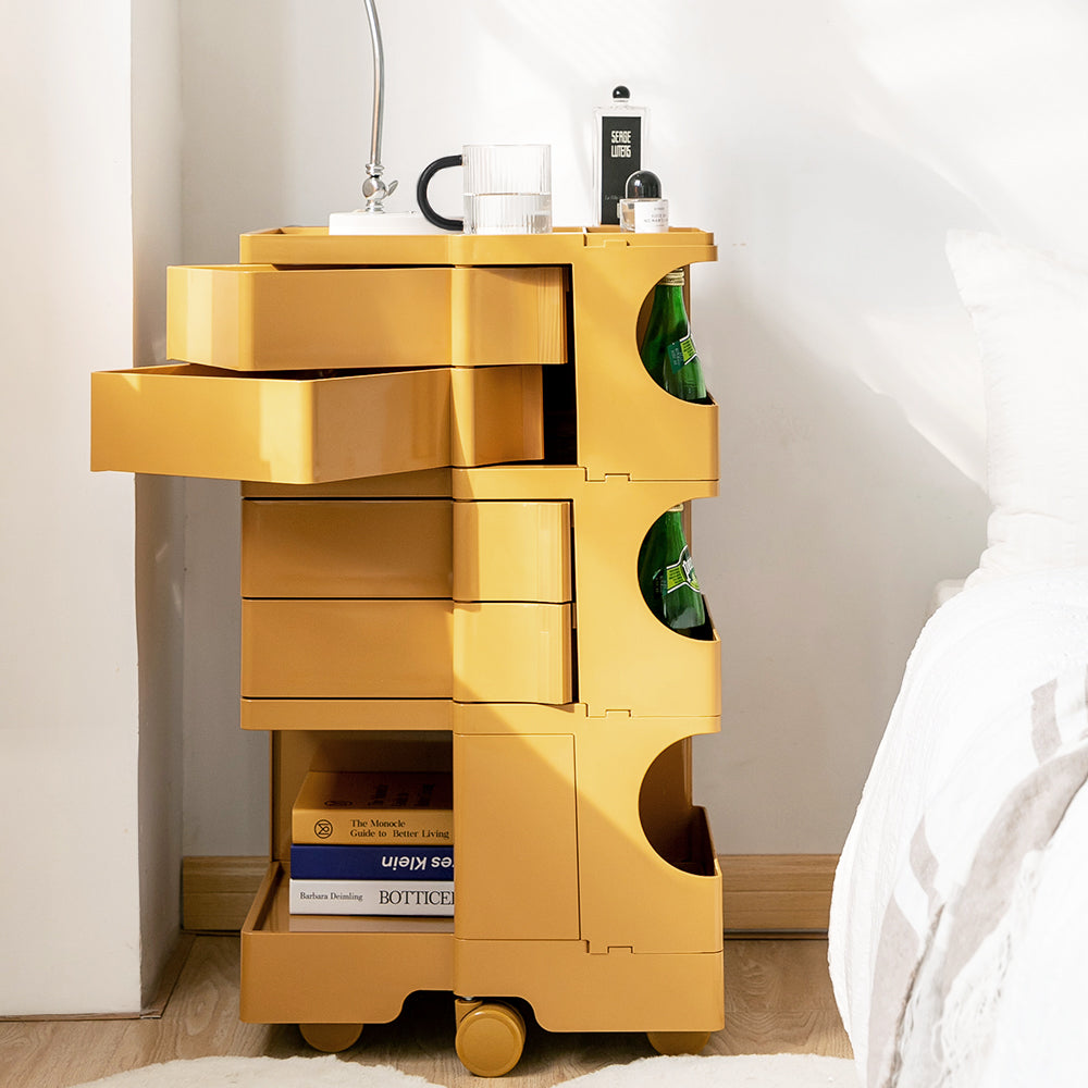 Side Tables - Modern Boby Trolley Mobile Storage Cart Shelf 5 Tier Drawer YE/OR/GR/GY/PK/WH - photo 50