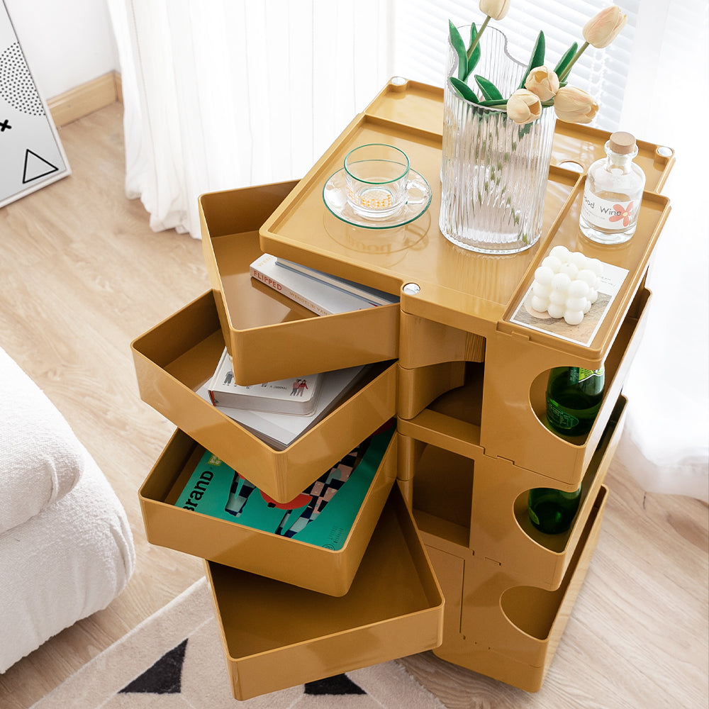 Modern Boby Trolley Mobile Storage Cart Shelf 5 Tier Drawer YE/OR/GR/GY/PK/WH, Side Tables - photo 52