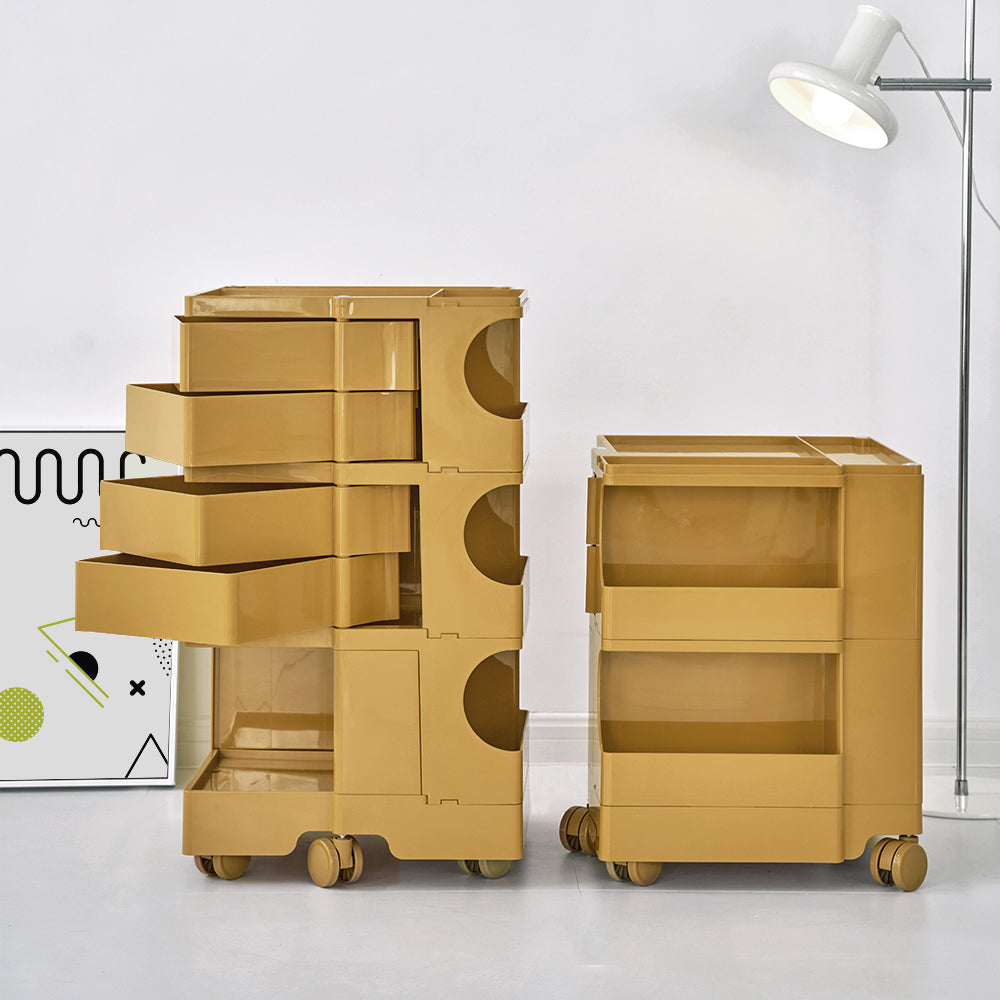Side Tables - Modern Boby Trolley Mobile Storage Cart Shelf 5 Tier Drawer YE/OR/GR/GY/PK/WH - photo 45