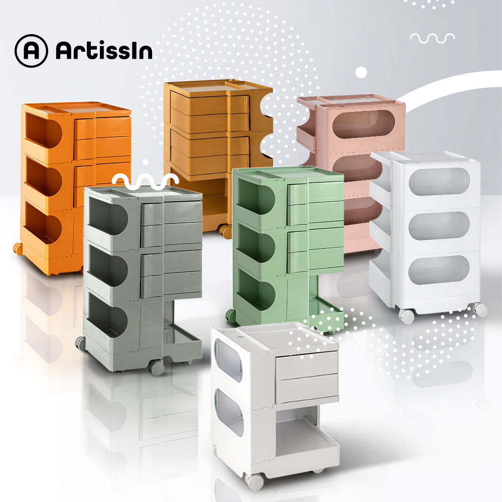 Modern Boby Trolley Mobile Storage Cart Shelf 5 Tier Drawer YE/OR/GR/GY/PK/WH - Side Tables - photo 54