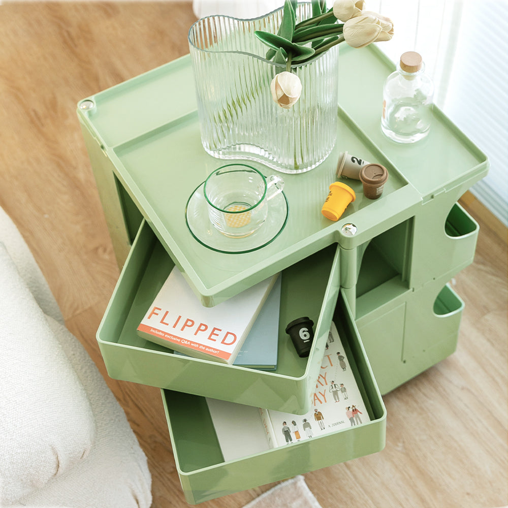 stylish Boby Trolley Storage Bedside Table Mobile Cart 3 Tier YE/OR/GR/GY/PK/WH with Side Tables - photo 8
