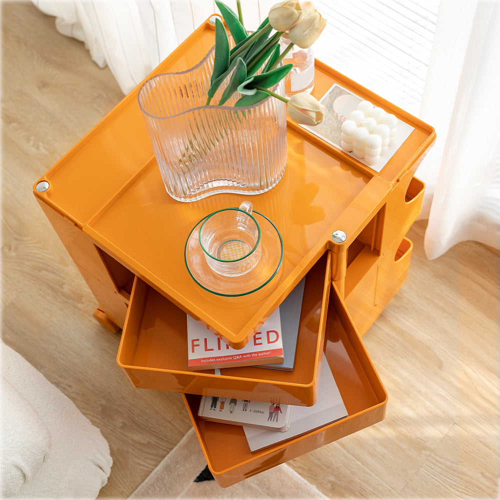 stylish Boby Trolley Storage Bedside Table Mobile Cart 3 Tier YE/OR/GR/GY/PK/WH, Side Tables - photo 17