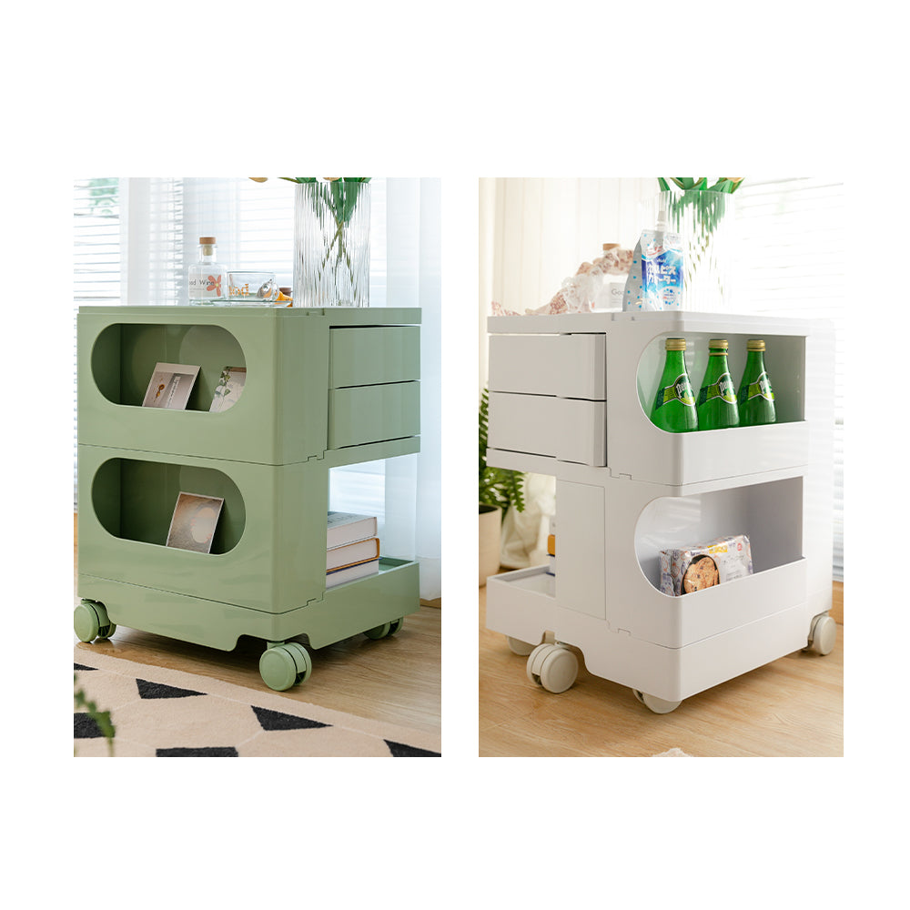 stylish Boby Trolley Storage Bedside Table Mobile Cart 3 Tier YE/OR/GR/GY/PK/WH with Side Tables - photo 18
