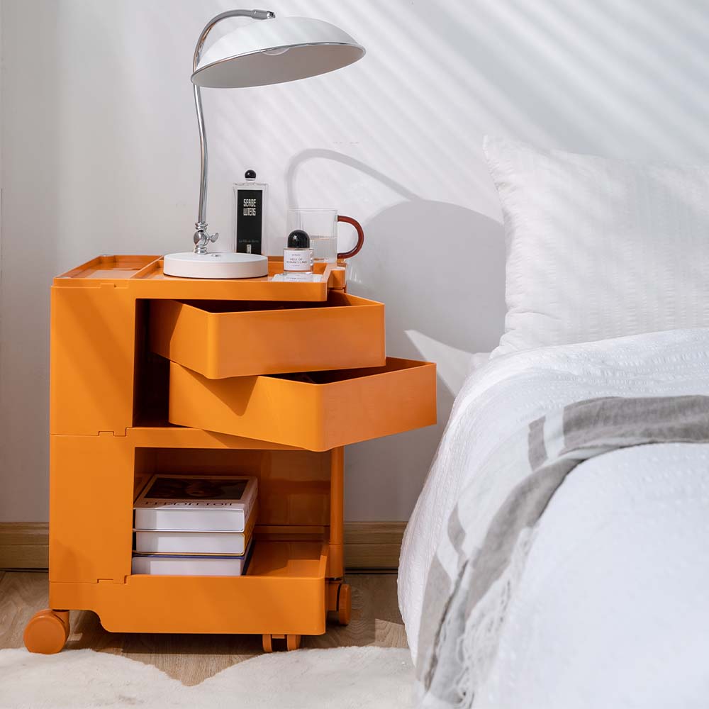 stylish Boby Trolley Storage Bedside Table Mobile Cart 3 Tier YE/OR/GR/GY/PK/WH | Side Tables - photo 11