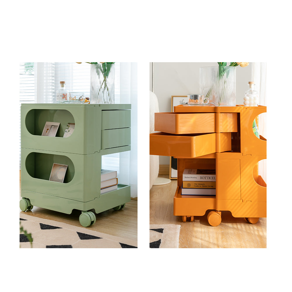 stylish Boby Trolley Storage Bedside Table Mobile Cart 3 Tier YE/OR/GR/GY/PK/WH, Side Tables - photo 27