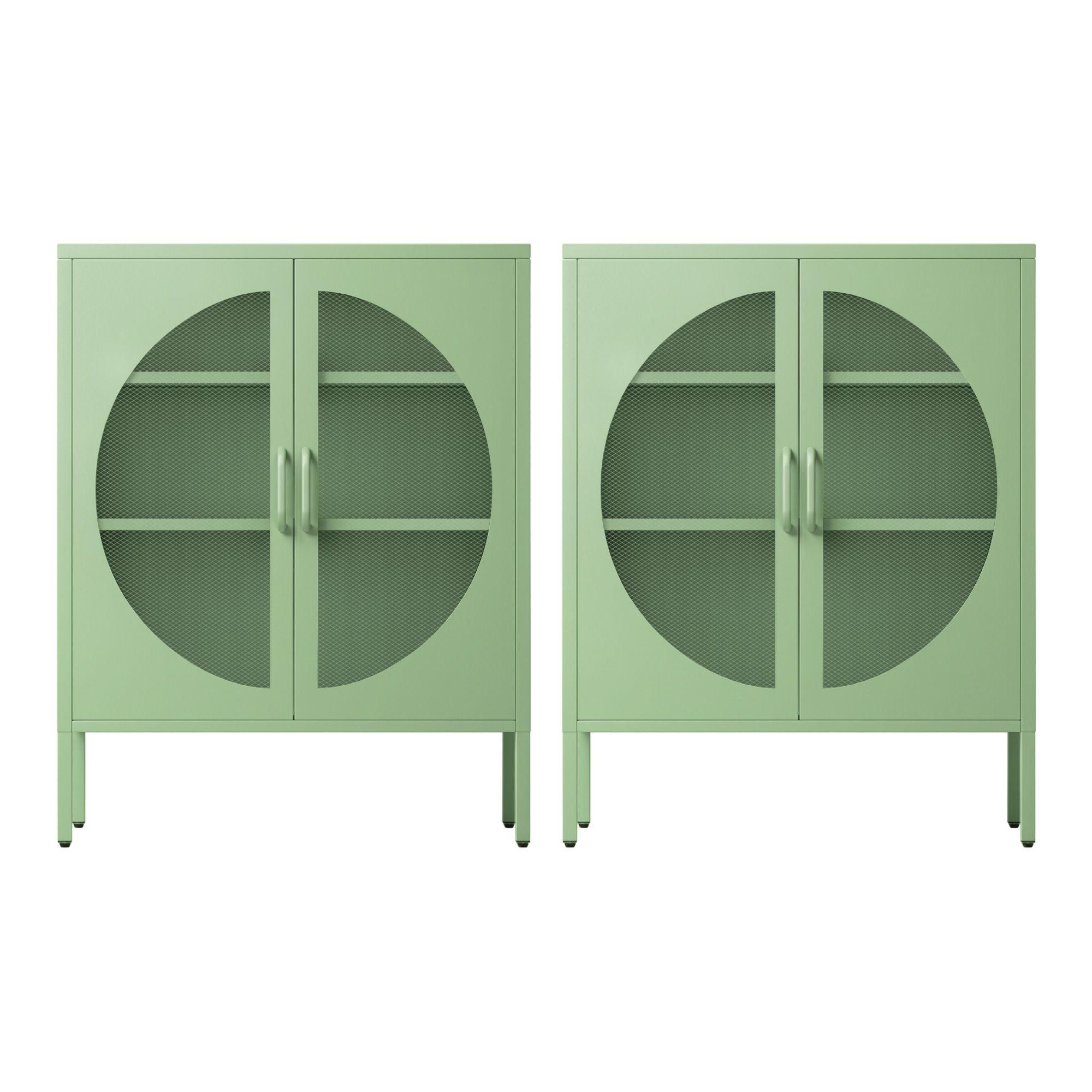 Green Metal Buffet Sideboard Mesh Doors 2pc | Simpledeals