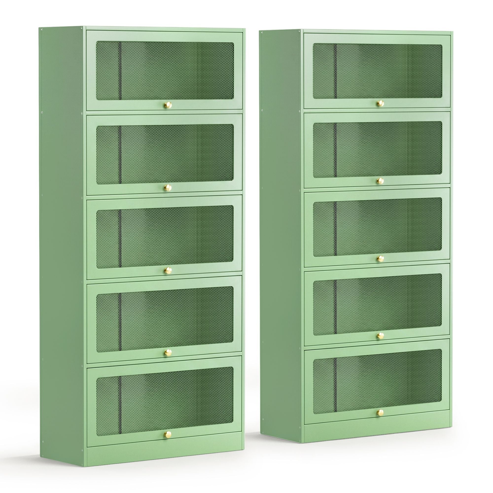 Green Steel Buffet Sideboard Cabinet Set of 2 | Simpledeals