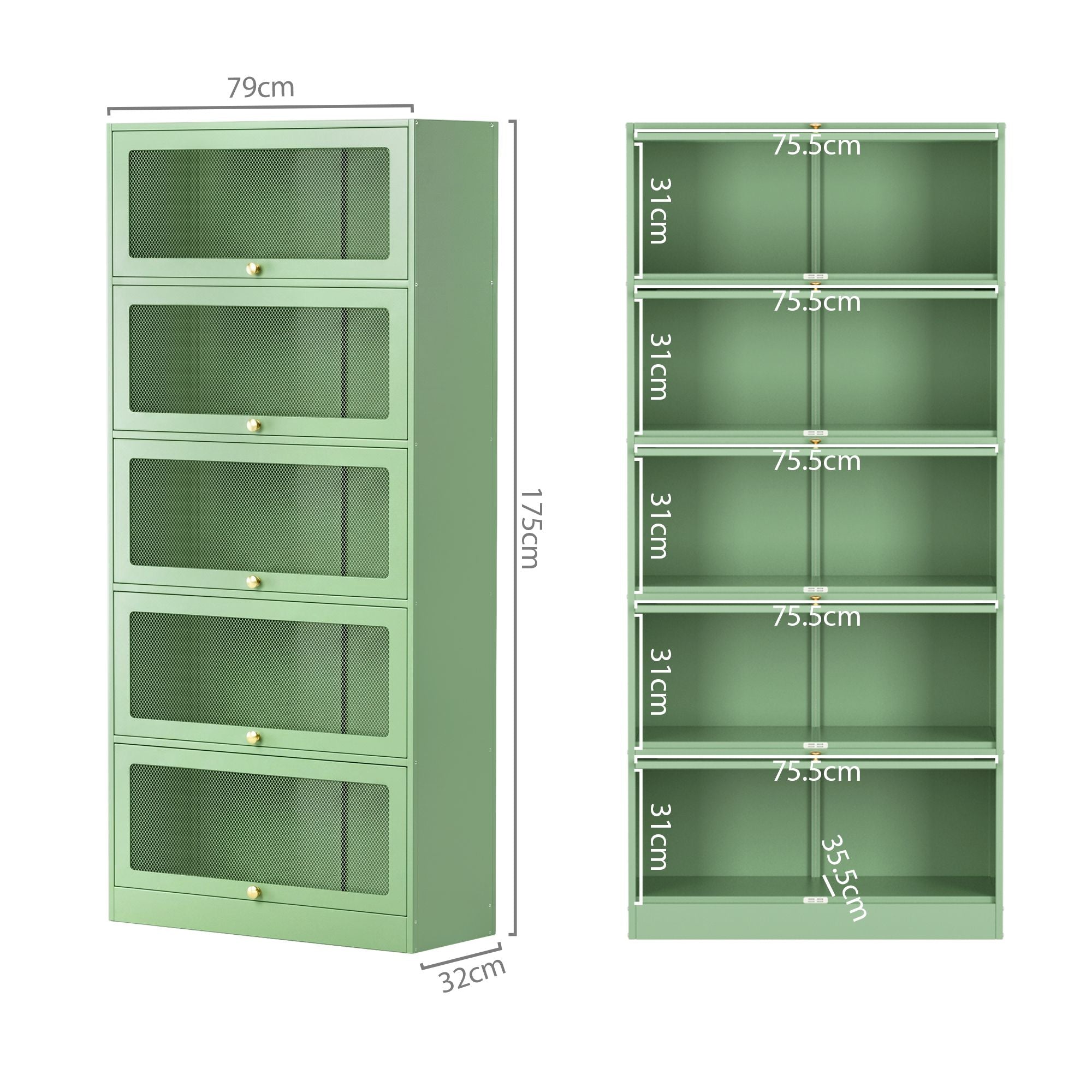 Green Steel Buffet Sideboard Cabinet Set of 2 | Simpledeals