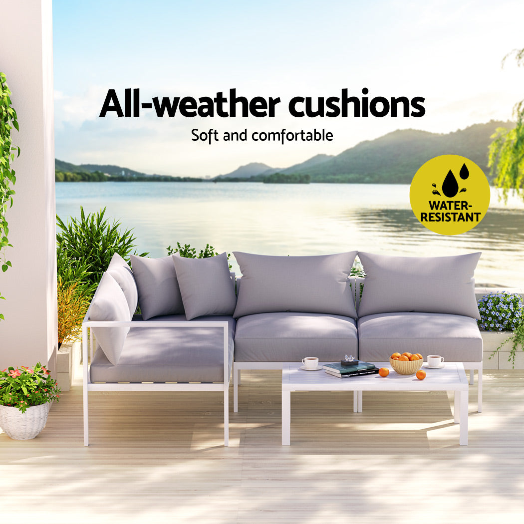 4-Seater Aluminium Outdoor Sofa Set Lounge Setting Table Chair Furniture