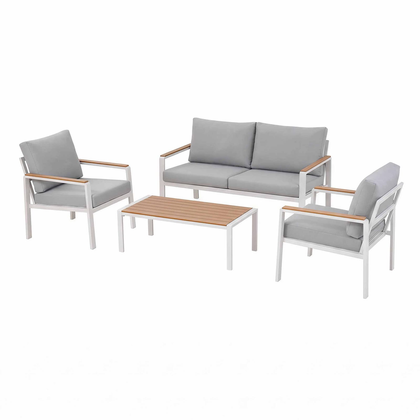 Outdoor Sofa Set White Aluminum 140x72x68cm