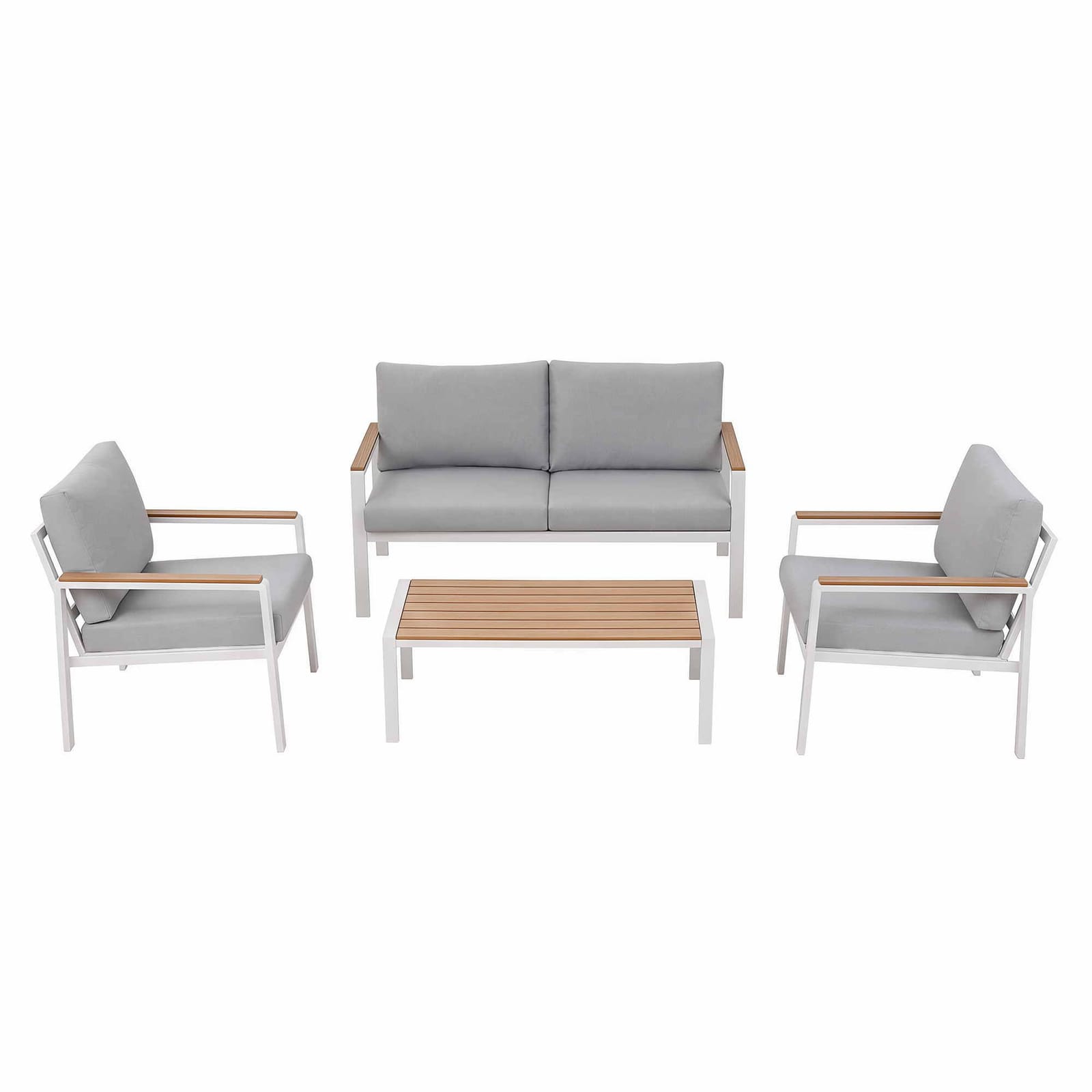 Outdoor Sofa Set White Aluminum 140x72x68cm
