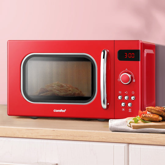 20L Microwave Oven 800W Red - Countertop Benchtop Kitchen Cooking