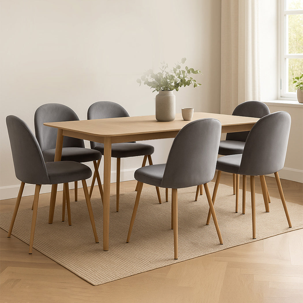 Luxury 6x Dining Chairs Seat French Grey  Space-Saving Design
